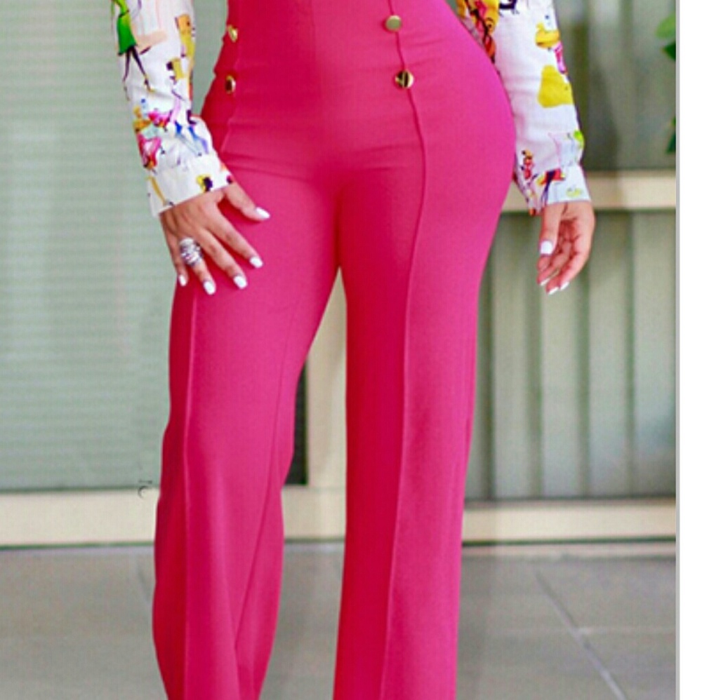 High Waist Double-breasted Pants